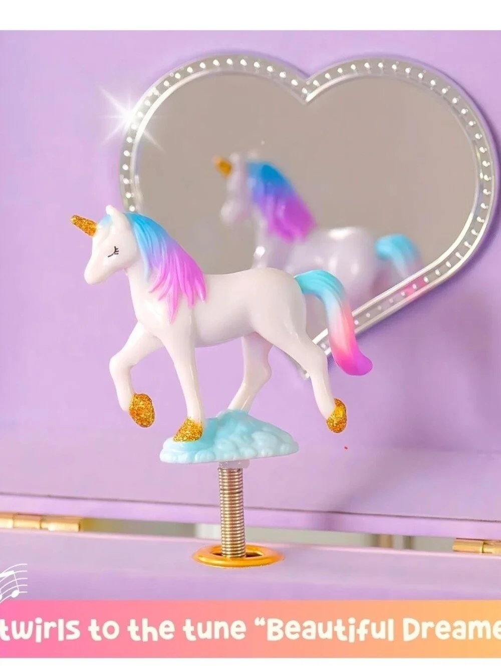 Giggle & Honey Musical Unicorn Jewelry Box For Girls NWT